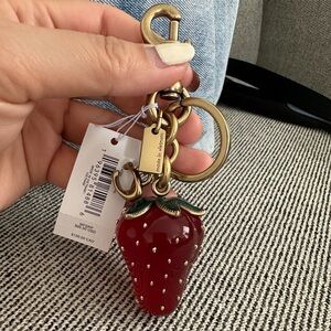 NWT Coach Strawberry Bag Charm CAO50 BRASS/Red